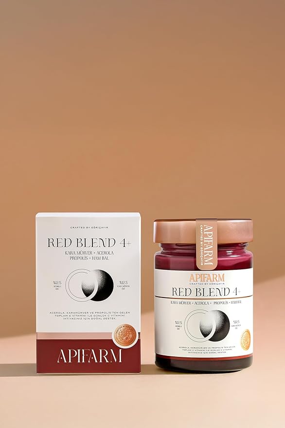 Red Blend 4 - Elderberry Acerola Propolis Raw Honey Mix 415g (14.6oz) - Natural Superfood Blend with Antioxidants