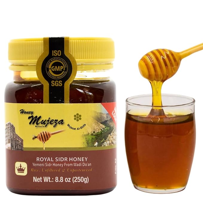 Authentic Yemen Douani Sidr Honey - Raw Royal Honey Supports Mental Health Memory and Cognition 100% Natural Raw Liquid Honey Gluten Free (250g/ 8.8oz)