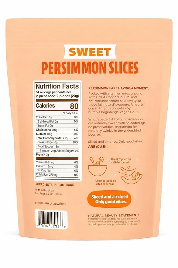 Whitney Jordan Naturals Sweet Air-Dried Persimmon Slices - Ready to Snack No Added Sugar Non-GMO Vitamin-Packed Fruit Healthy On-the-Go Snack 16 Ounce Bag