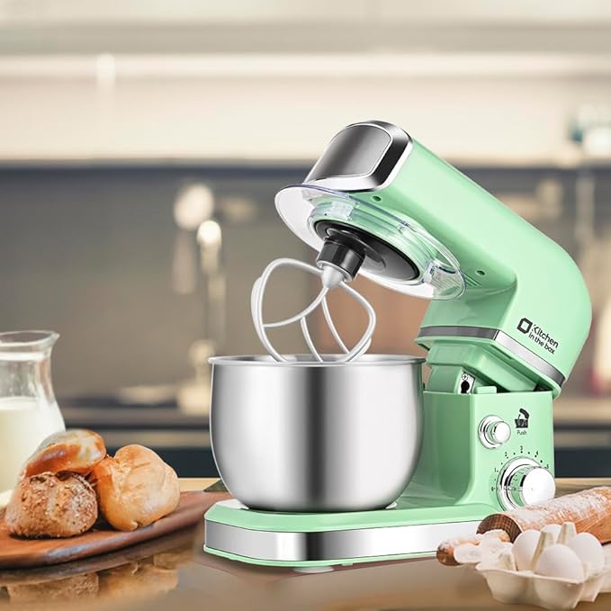 Kitchen in the box Stand Mixer3.2Qt Mini Electric Food Mixer6 Speeds Portable Lightweight Kitchen Mixer for Daily Use with Egg WhiskDough HookFlat Beater (Green)