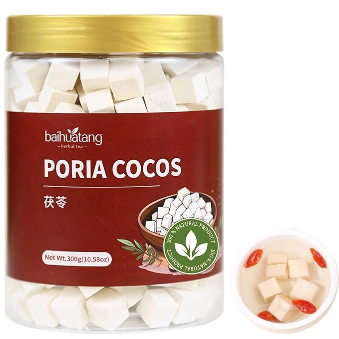 Baihuatang Natural Poria Cocos for Tea 10.58oz/ 300g Grade AAA (Super Grade) Wild White Poria Cocos Fu Ling No Sulfur Fumigation 茯苓 白茯苓