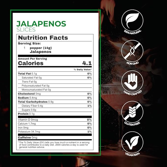Garnishes &amp Dreams Dehydrated &amp Dried Jalapeño Halfs (7oz) – Natural Spicy Vegetable for Cocktails Mixology Culinary Garnish &amp Cooking No Sugar Added Edible Dried Jalapeño