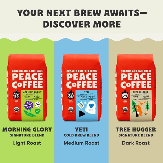 Peace Coffee Twin Cities Signature Blend Ground Dark Roast Coffee 12 oz Pack of 3 Organic Fair Trade Nutty Bold Flavor Shade Grown Fresh Roasted
