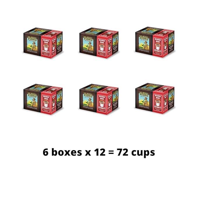 Cafe Don Pedro Breakfast Blend Low Acid Coffee Pods for Keurig K-cup -72 K Cups - Medium Roast Naturally Low AcdC Coffee K Cups -100% Arabica Stone Ground Smooth and Bold Flavor