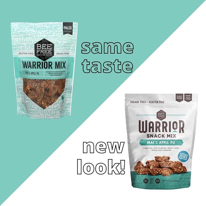 BeeFree Warrior Mix Gluten Free Granola - Chunky Granola Bites | Paleo Low Carb Grain Free Preservative Free Oat Free | Granola for Yogurt Low Calorie Snack | Variety Pack 9 Oz Bags 3 Pack