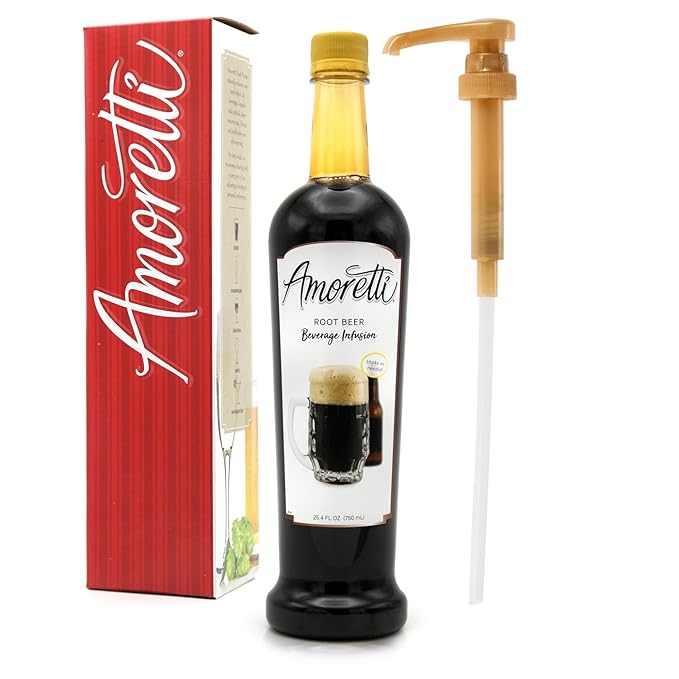 Amoretti - Root Beer Beverage Infusion - Drink Mix &amp Water Enhancer with Pump for Flavoring Cocktails Waters Teas and other Beverages Preservative Free
