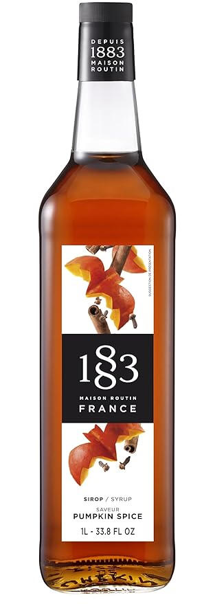 1883 Pumpkin Spice Syrup for Drinks Made in France 1 Liter Glass Bottle
