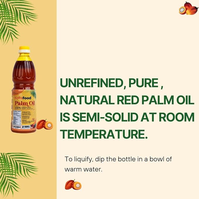 Kovafood Organic Red Palm Oil Pure Natural Palm Kernel Oil 1 Gallon/ 4 Litres. Natural. Cold Pressed. Solid at room temperature.