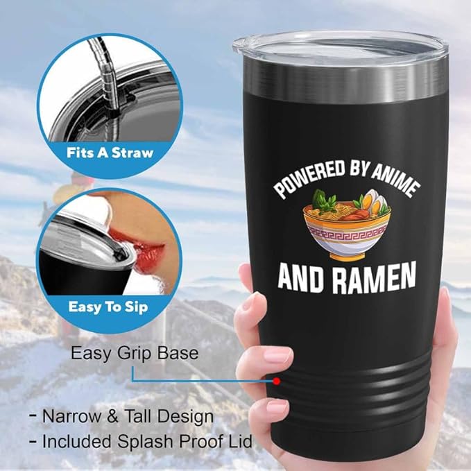 Ramen Lover Black Edition Tumbler 20oz - Powered by anime - Food Lovers chicken pumpkin vegan pantry spicy noodles