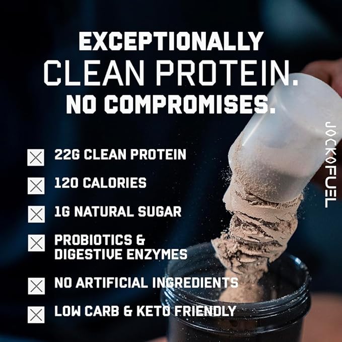 Jocko Fuel Whey Protein Powder Coffee &amp Donuts 22g Protein Digestive Enzymes + Probiotic Blend No Sugar Added with Essential Amino Acids + Electrolyte Minerals 28 Servings