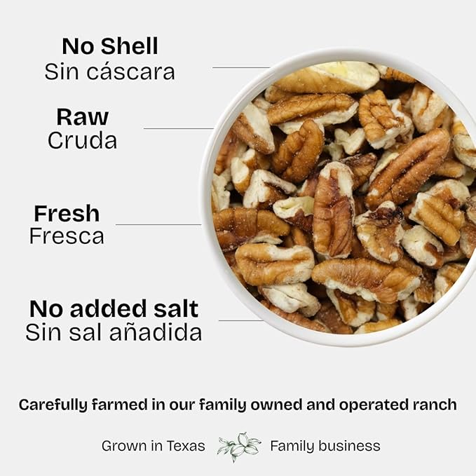 Bulk Medium Pecan Pieces 20 lb | Raw Natural Texas-Grown Pecans | Unsalted Freshly Shelled &amp Family-Farmed in the USA | Premium Quality for Baking Cooking &amp Snacks | Non-GMO Gluten-Free