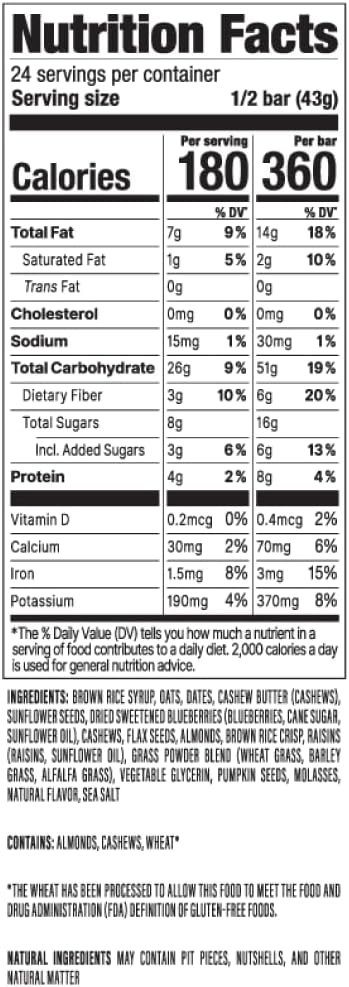 PROBAR - MEAL Bar Superberry &amp Greens Non-GMO Gluten-Free Healthy Plant-Based Whole-Food Ingredients Natural Energy (12 Count)