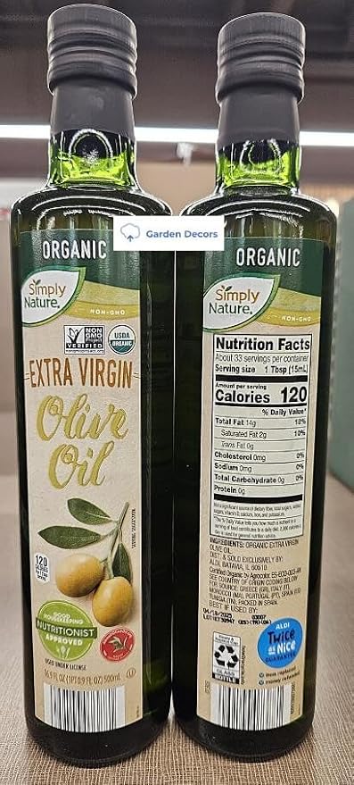 Generic Simply Nature NON-GMO Organic Extra Virgin Olive Oil 16.9fl oz 500ml (Two Bottles)