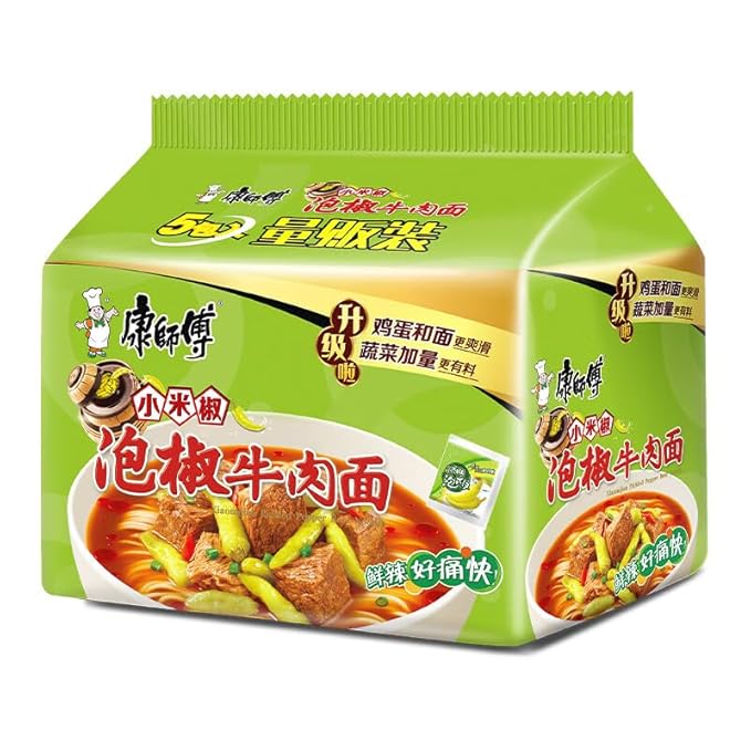 Chinese food Instant noodles 康师傅 方便面 泡椒面五连包104g*5 泡面袋装