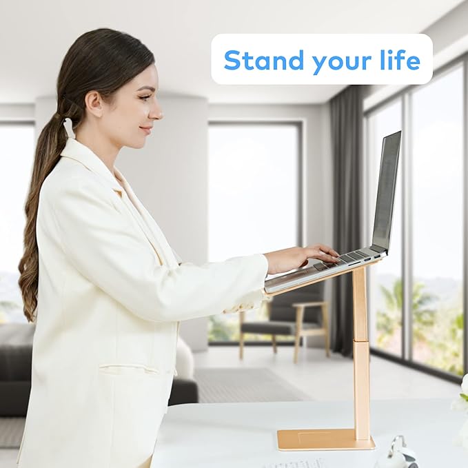 Laptop Stand for Desk Ergonomic Aluminum Laptop Stand Adjustable Height from 7-15 Sitting and Standing Laptop Riser for 10-17 Notebook