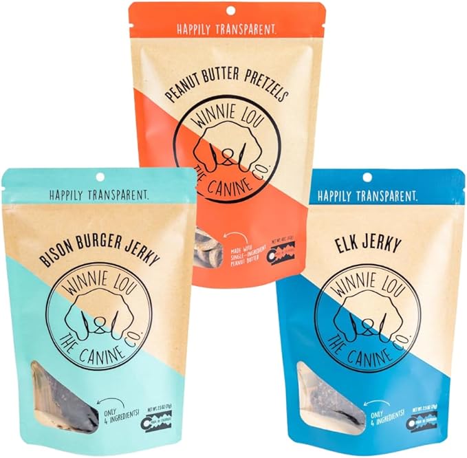 Winnie Lou The Canine Lou Bundles: Bison Burger Peanut Butter Pretzels Elk Jerky