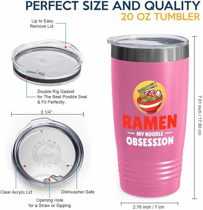 Ramen Lover Pink Edition Viking Tumbler 20oz - my noodle obsession - Food Lovers chicken pumpkin vegan pantry spicy noodles