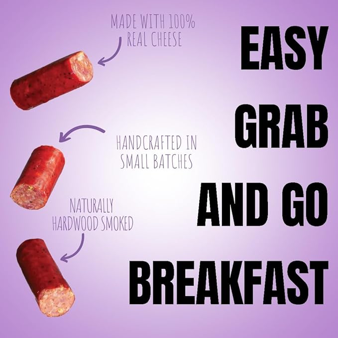 Wicked Cutz Sausage Egg and Cheese Stick 12g Protein Per Gluten Free Breakfast Stick USA Made High Protein Carnivore Snacks Breakfast Meat Sticks (12 Sticks)