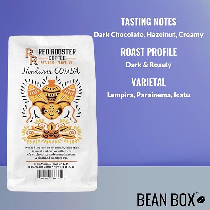 Honduras COMSA Marcala - Roasted by Red Rooster Coffee - Whole Bean Coffee - 12 Ounce Bag