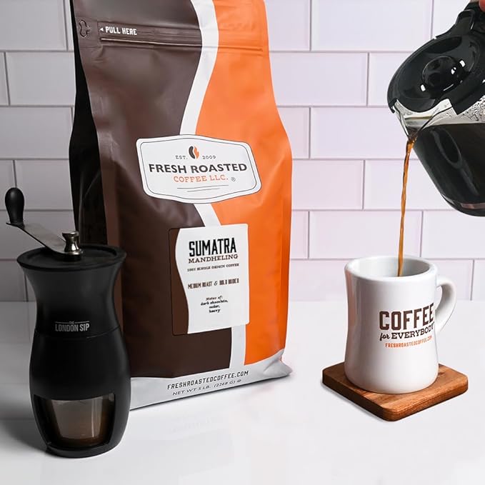 Fresh Roasted Coffee100% Sumatra Mandheling | 5 lb (80 oz) | Single Origin | Medium Roast | Kosher | Whole Bean