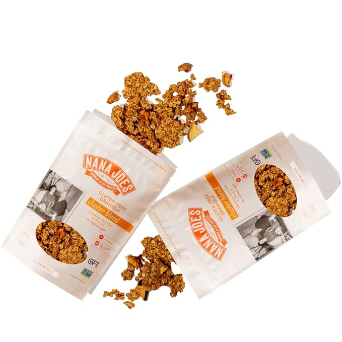 Nana Joes Granola Cluster Blend | Cashew Butter &amp Peach | Handmade Gluten-Free Vegan Healthy Plant-Based Organic No Refined Sugar Low-Carb | Superfood for Breakfast Lunch Dinner (6 Pack)