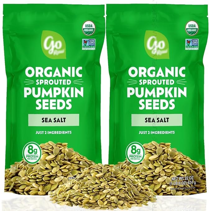 Organic Go_Raw Sprouted Pumpkin Seeds Sea Salt USDA Organic Non-GMO Certified Keto Paleo Friendly Snack 22 oz Pack of 2