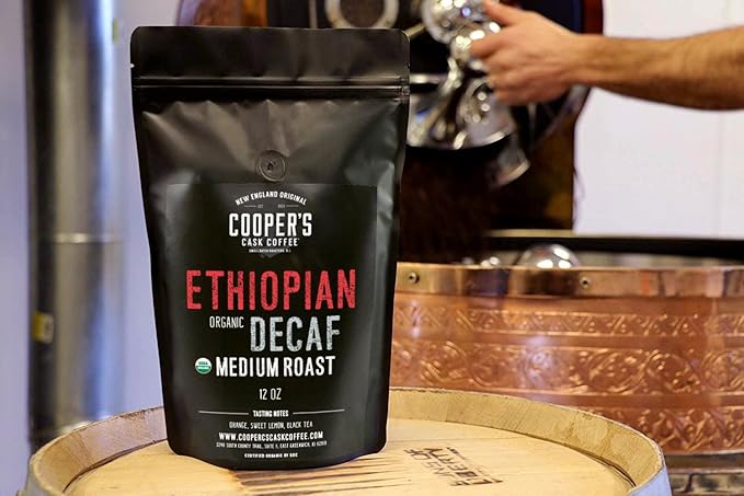 Organic Ethiopian Decaf Medium Roast Water Processed Whole Bean Coffee (12oz Whole Bean)