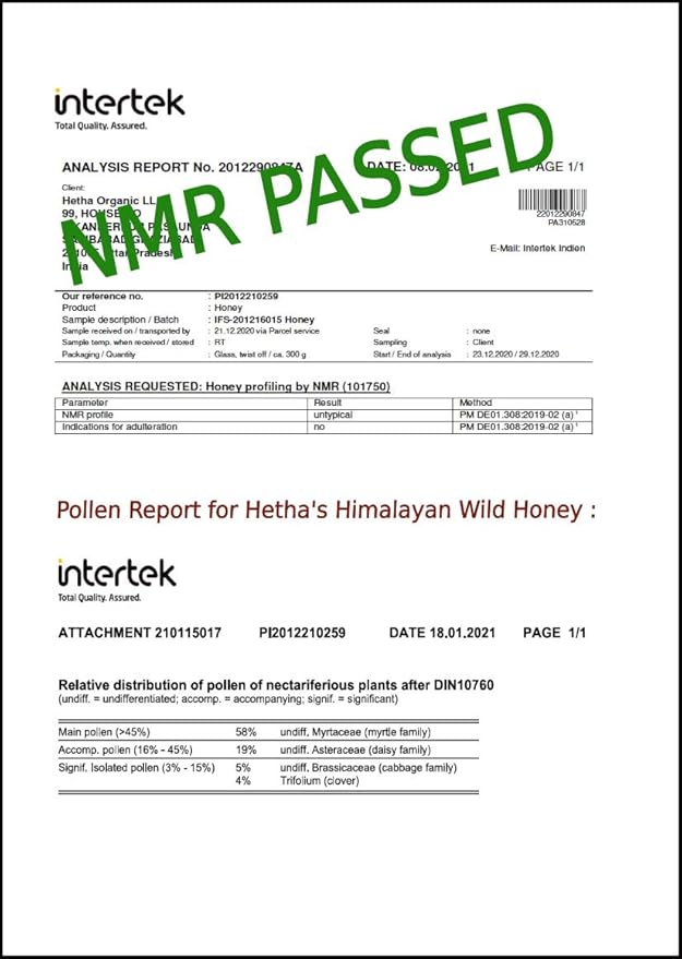 Hetha Organics Himalayan Wild Forest Honey - NMR Tested - Raw | Unprocessed | Unpasteurised - 500gm