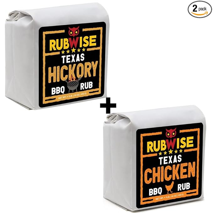 Texas Style Hickory Rub &amp Chicken Rub by Rubwise | BBQ Rub &amp Spices for Smoking &amp Grilling | Dry Rubs | Great on Brisket Burgers Chicken Duck Ribs Pork &amp Turkey Chops Tenderloin