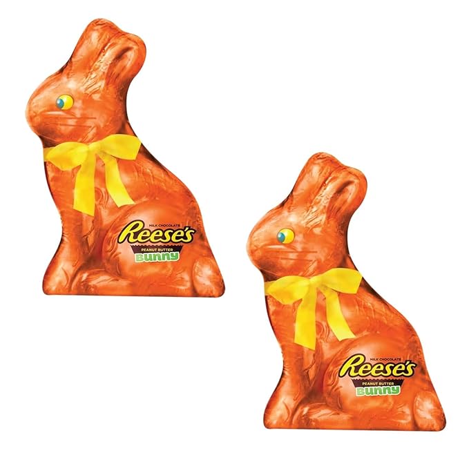 Reese Milk Chocolate Peanut Butter Easter Bunnies - Pack of 2 - Classic Taste the Whole Family will Love - Perfect for Easter Baskets and Sharing with Others