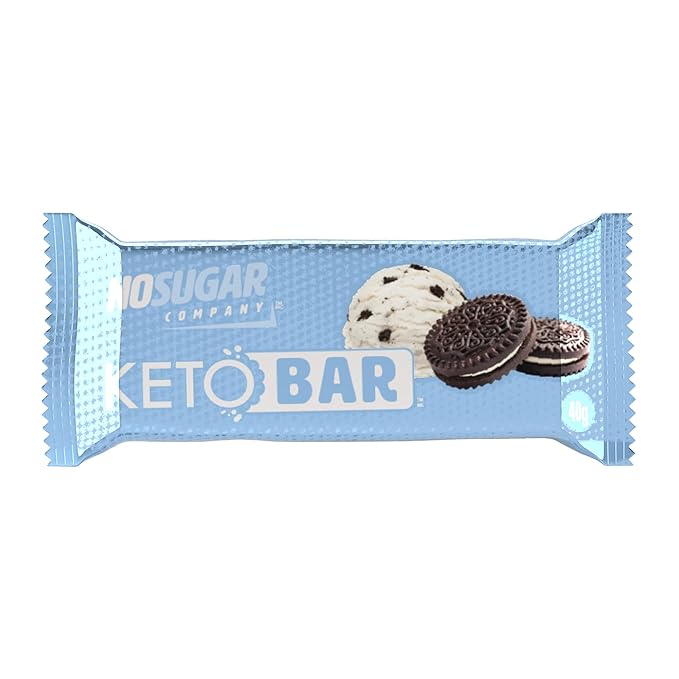 No Sugar Keto Bar Snack - Low Carb No Sugar Keto Snack Food with Keto Friendly Macros (12 x 1.41oz Bars Cookies and Cream)