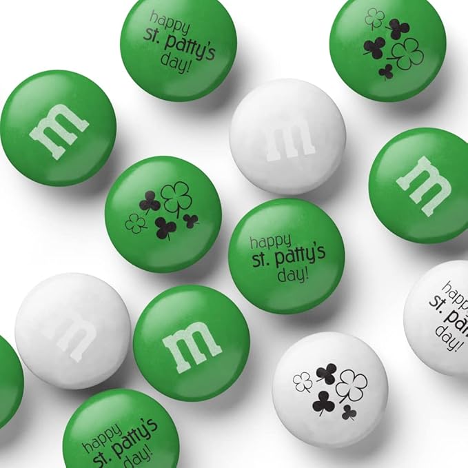M&ampM’S WORLD Pre-Designed St Patricks Day Milk Chocolate Candy-2lbs of Bulk Candy in Resealable Pack for the Perfect Green and White PartySt Patrick's Day Gift and Sweet Stuff for DIY Party Favors