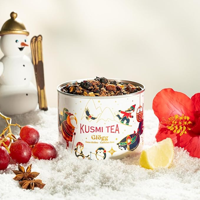 Kusmi Tea - Glögg Christmas Tea - Blend of Organic Hibiscus Fruits and Spices - Box of 423 oz Loose Leaf Tea - Limited Christmas Edition (Winter Sports)