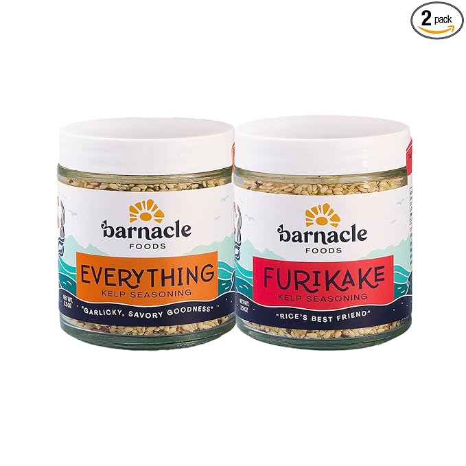 Barnacle Foods Kelp Seasoning Variety Pack | 2.5 oz. | Everything Bagel &amp Furikake Rice Seasoning | Great Spice for Cooking Meals &amp Snacks | Made in Alaska | 2 Pack