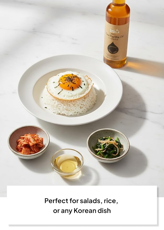 Korean Food Nutty Perilla Oil 6.1 fl oz (180 ml) – 100% Korean Perilla Seeds Lightly Roasted for Rich Toasted Flavor