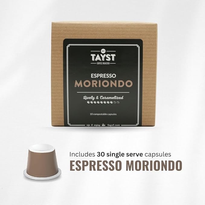 Tayst Espresso Pods Espresso Moriondo Coffee Capsules Compatible with Original Nespresso Machine Sustainable Single Serve Pack of 30