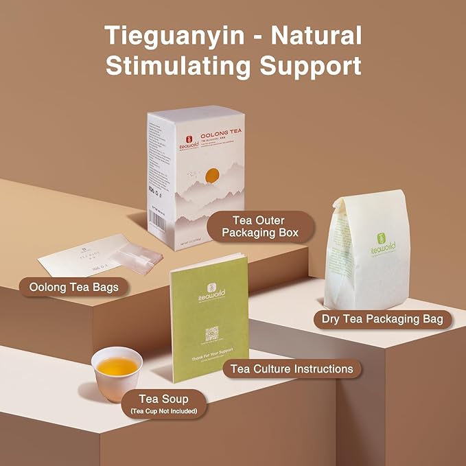 iteaworld Oolong TeaBlack Tea and Green Tea Samplers (3.5 Ounce(Pack of 1) TieGuanYin A)