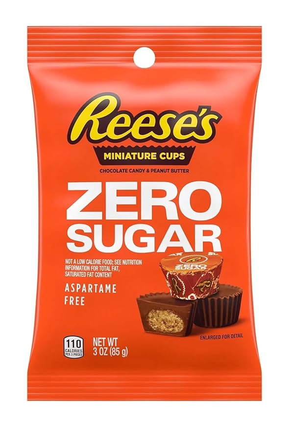Hershey's Zero Sugar Variety Pack of 5 - Special Dark Caramel Filled Reese's Miniature Cups York Peppermint Patties and Hershey's Chocolates - Fun for the Whole Family