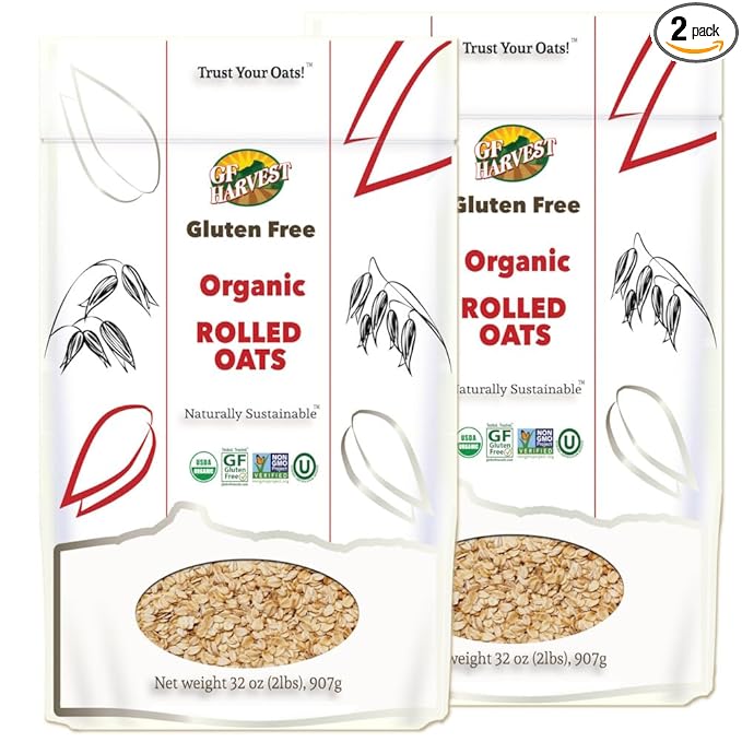 GF Harvest Gluten Free Organic Rolled Oats 32 Ounce Bag Pack of 2