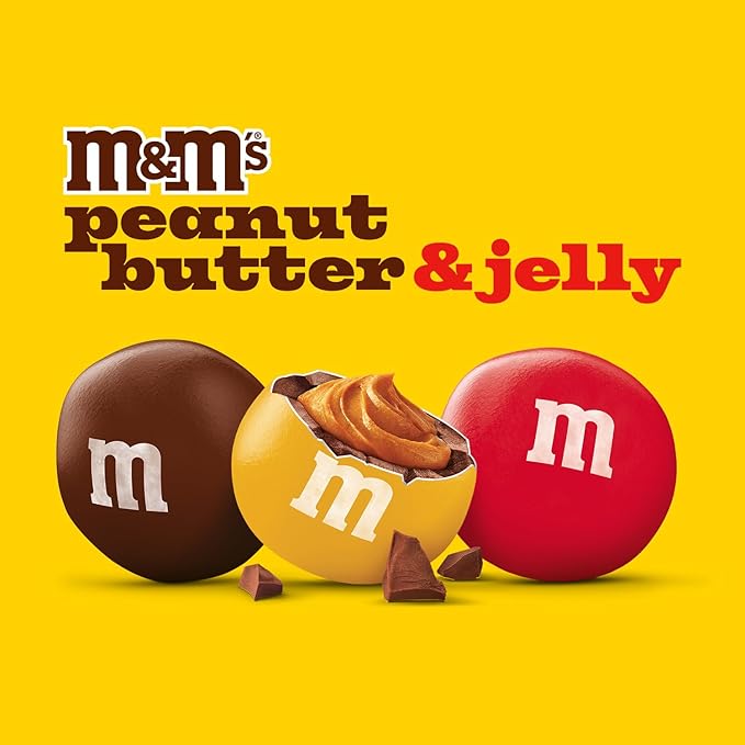 M&ampM’S Peanut Butter &amp Jelly Candy Single Size 1.6 Oz Packs (Pack of 24)