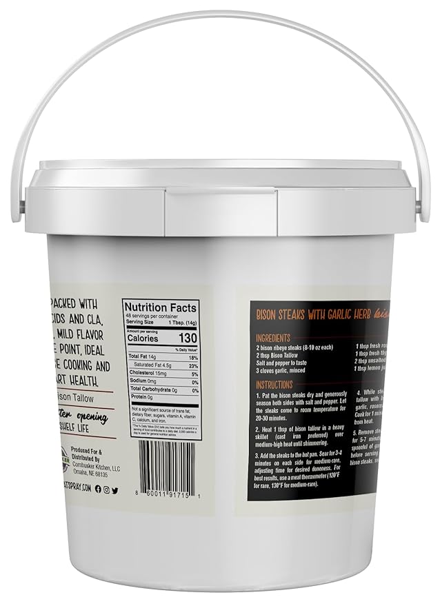 Cornhusker Kitchen Premium Rendered Tub 1.5lbs (Bison Tallow)