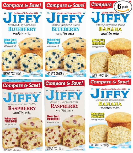 Raspberry Blueberry and Banan Muffin Mix (6 Boxes 7 oz. Each)