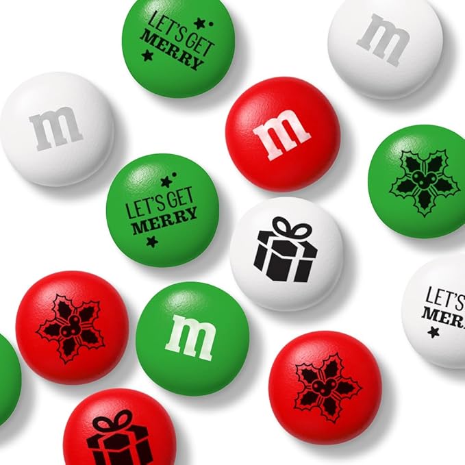 M&ampM'S WORLD Holiday Gift Jar in Holiday Lights Tube Unique Holiday Gift filled with Pre-Designed M&ampM’S Holiday Candies