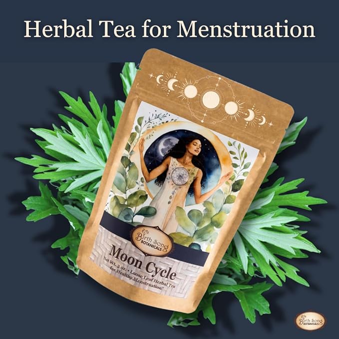 Birth Song Botanicals Organic Moon Cycle Menstrual Tea for Women Herbal Period Cramp &amp PMS Relief Hormone Balance Bloat &amp Cycle Support Raspberry Leaf Mugwort &amp Chamomile 30 Servings