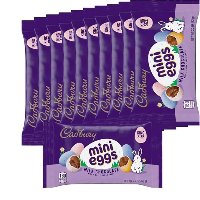 CADBURY MINI EGGS Milk Chocolate with Crisp Sugar Shell Easter Candy 1.5 Pounds 10 Bags
