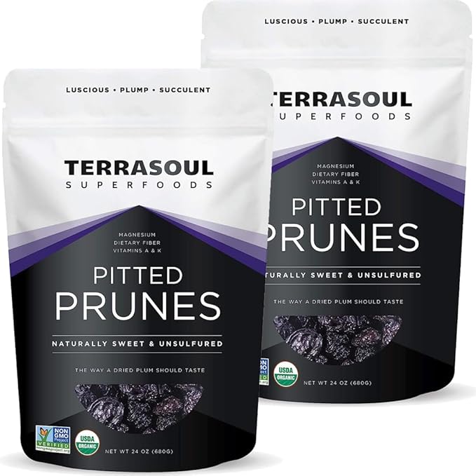 Terrasoul Superfoods Organic Dried Plums Pitted Prunes 3 Lbs (Pack of 2) - Fiber | Vitamin K | Preservative Free