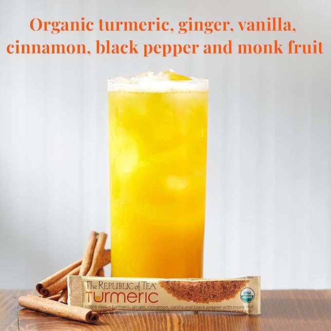 The Republic of Tea Organic Turmeric Single Sips Instant Turmeric Herbal Tea (14 Single-Serve Packets)