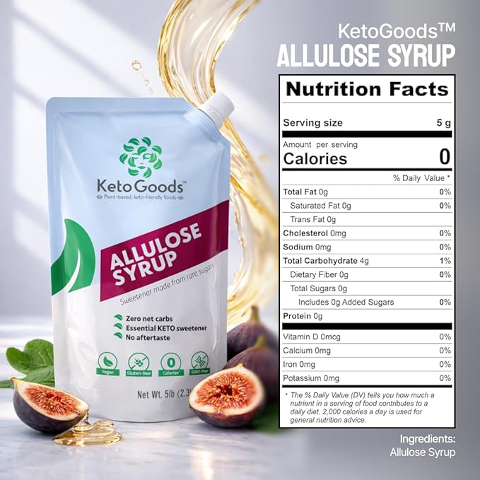 Keto Goods Allulose Sweetener - Sugar Free Keto Syrup Zero Calorie with No Carbs - No Glycemic Impact Liquid Allulose - 80 OZ