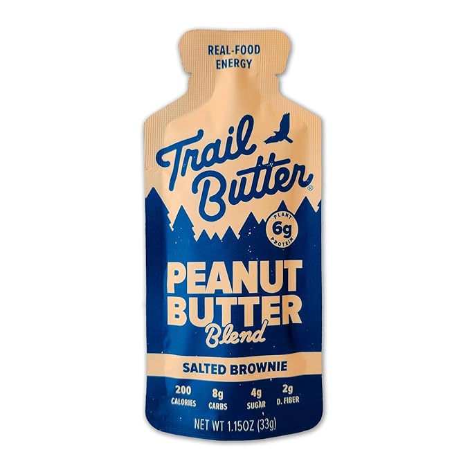 Trail Butter Lil’ Squeeze Nut Butter Energy Pouches 1.15oz (12-Pack) – Real Food Endurance Fuel Protein Snack for Hiking Running Cycling &amp Travel – 6g of Protein per Pouch – Salted Brownie Pea