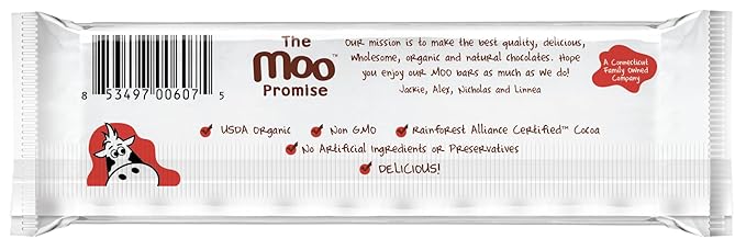 Moo Chocolates Organic Milk Chocolate Large Bars with Peanut Butter 1.4 oz 14 ct (Pack of 1) | USDA Organic Non-GMO | 110 Calorie Snacks for On-the-Go Lunchboxes Office
